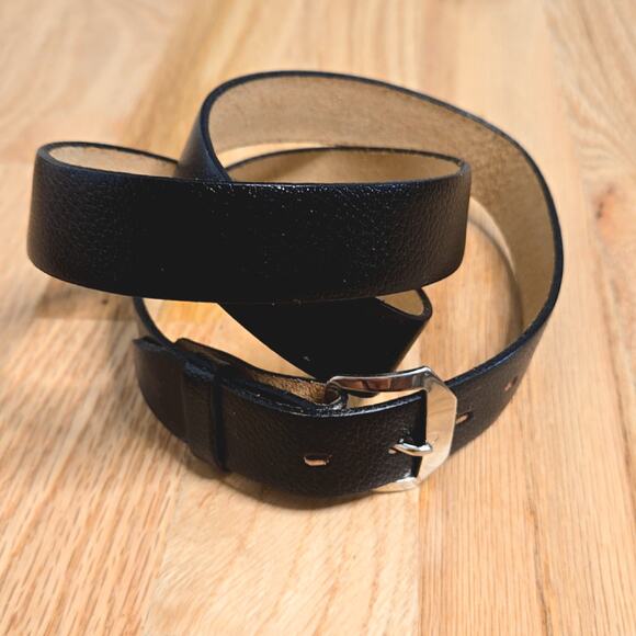 Black Thin Men's Bridle Leather Belt – Size 38 - Picture 1 of 10